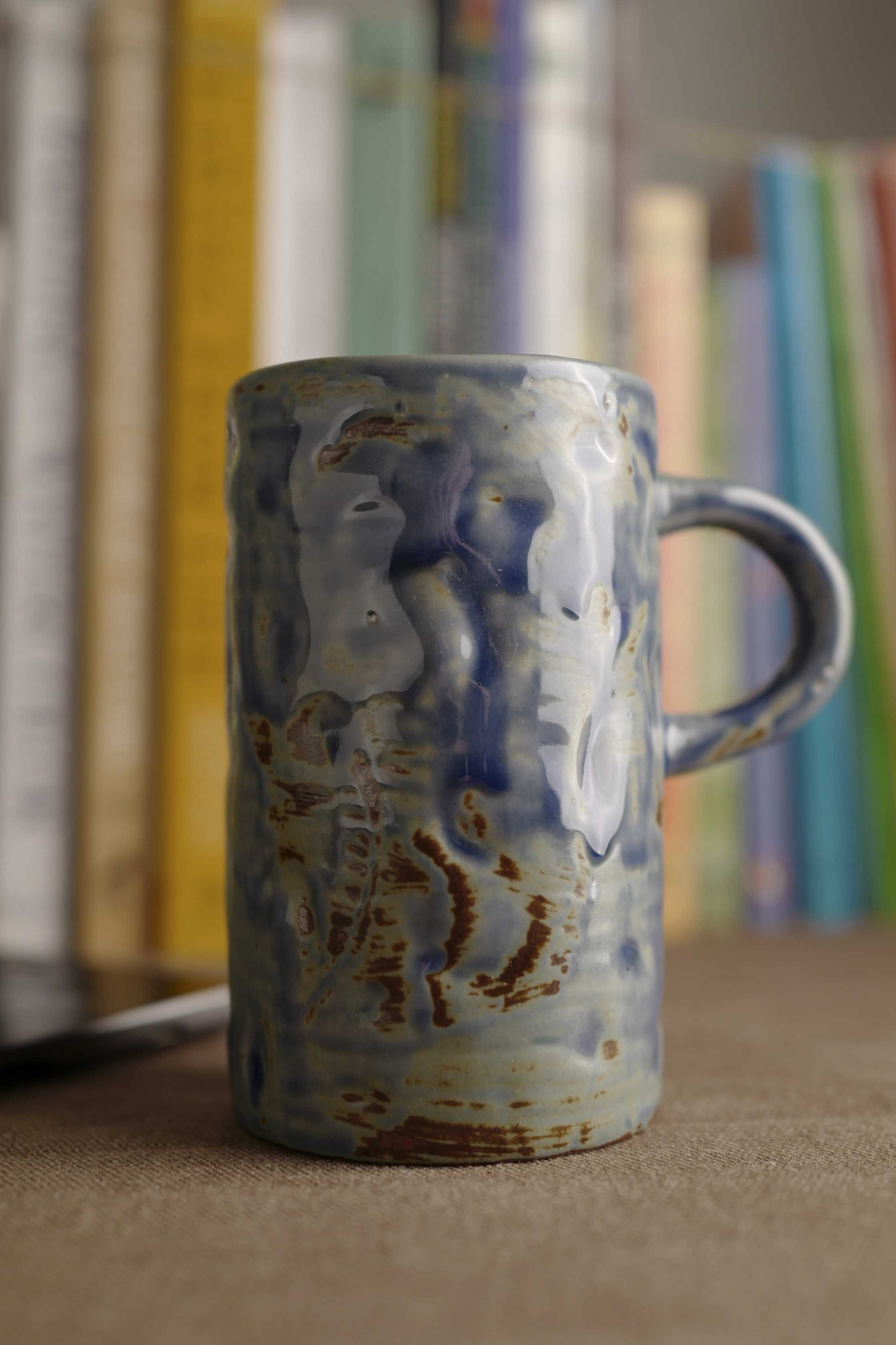 Handmade Raku Yaki Mug: Rustic Japandi Coffee Cup