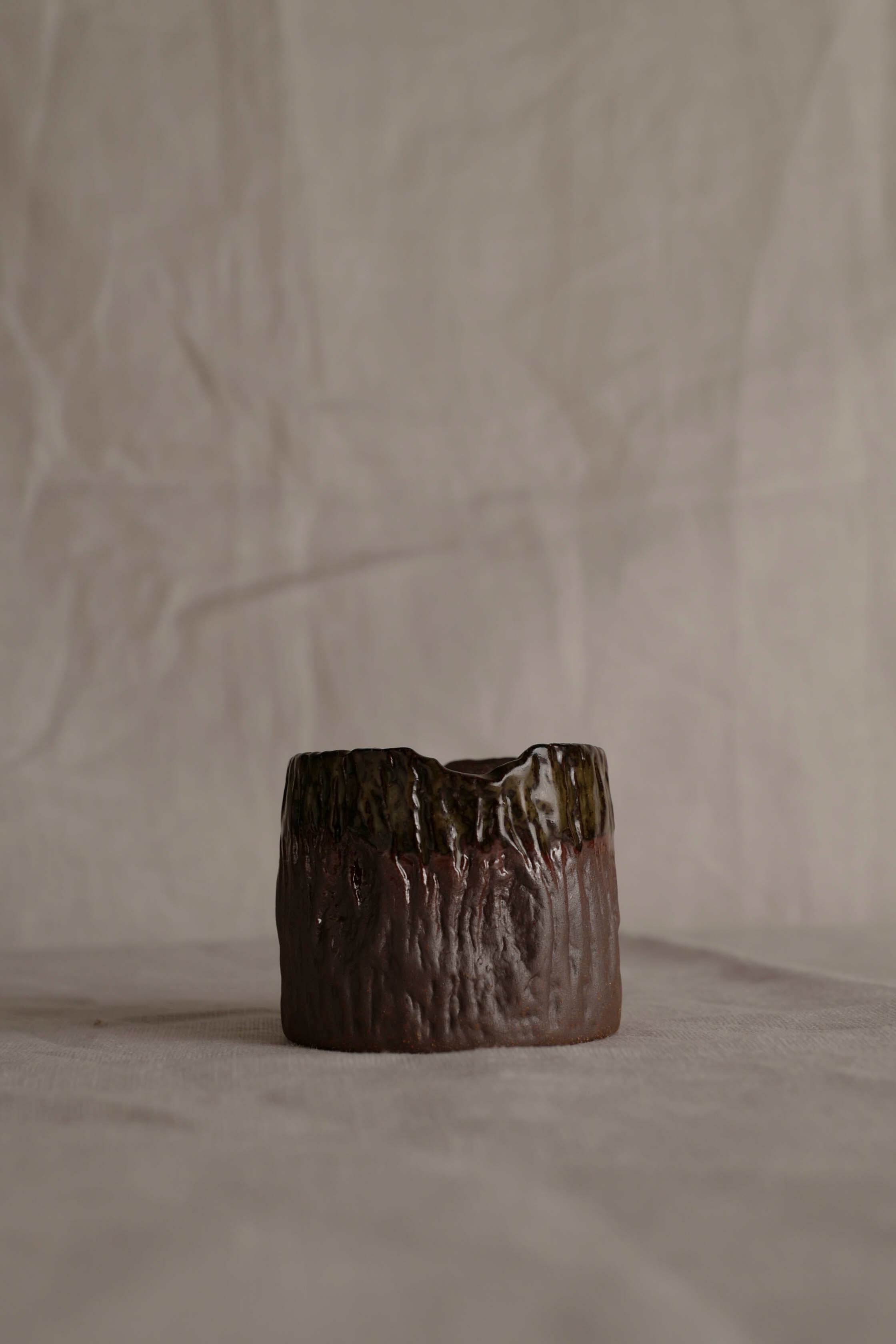 Handmade Raku Ware Mug: Japandi Textured Stoneware Espresso Cup