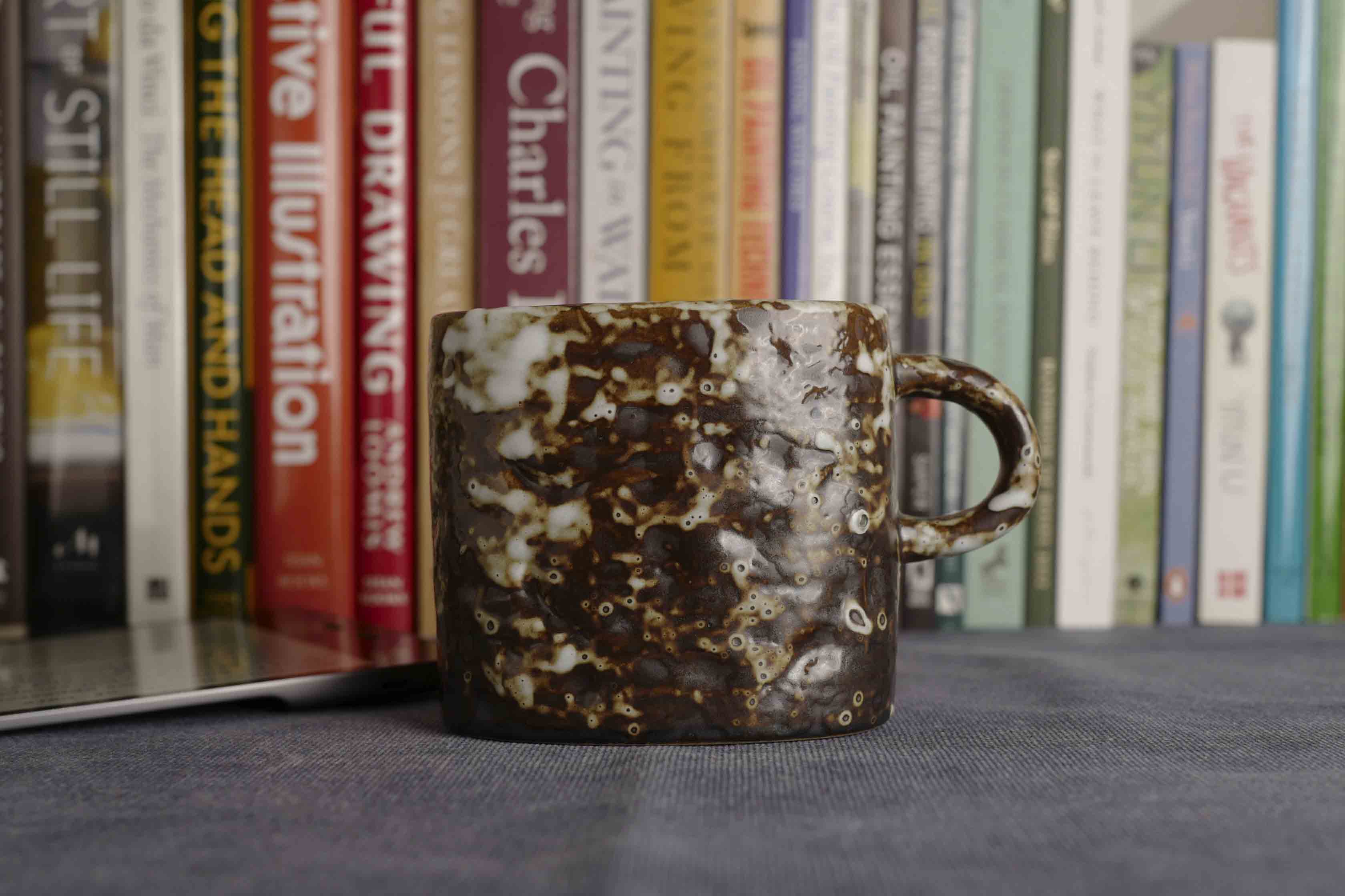 Handmade Raku Yaki Mug: Wabi-Sabi Rustic Coffee Cup