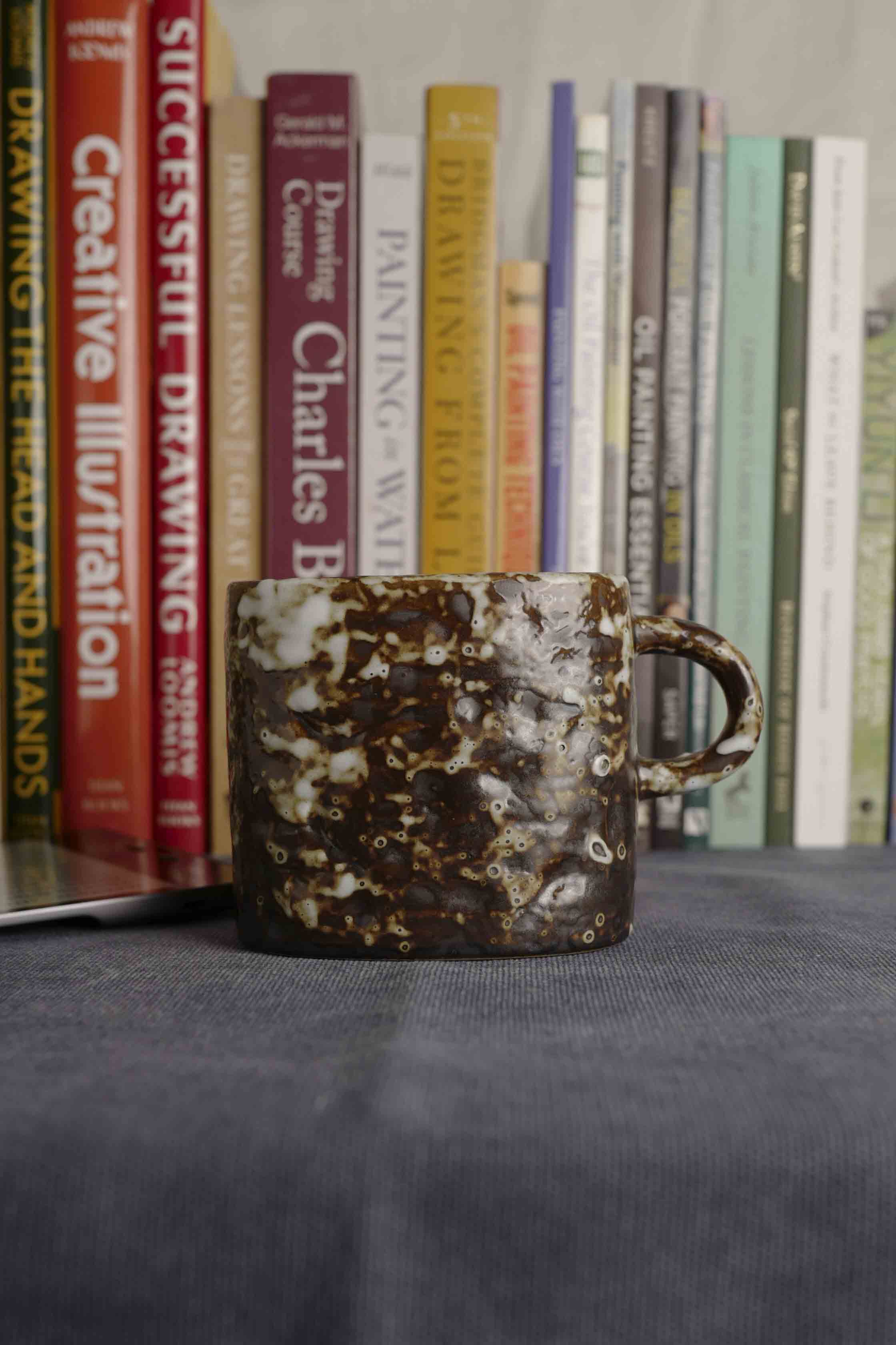 Handmade Raku Yaki Mug: Wabi-Sabi Rustic Coffee Cup
