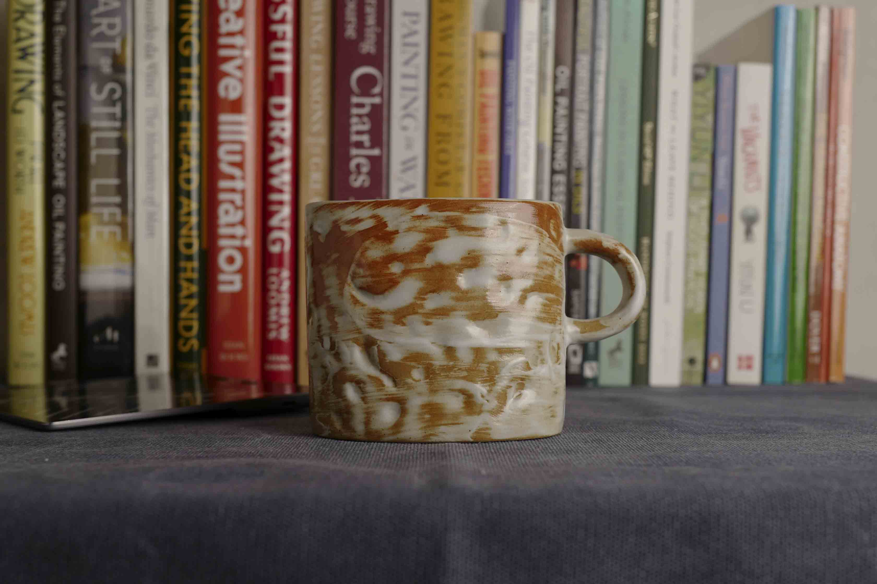 Handmade Raku Yaki Ware Mug: Japandi Rustic Coffee Cup