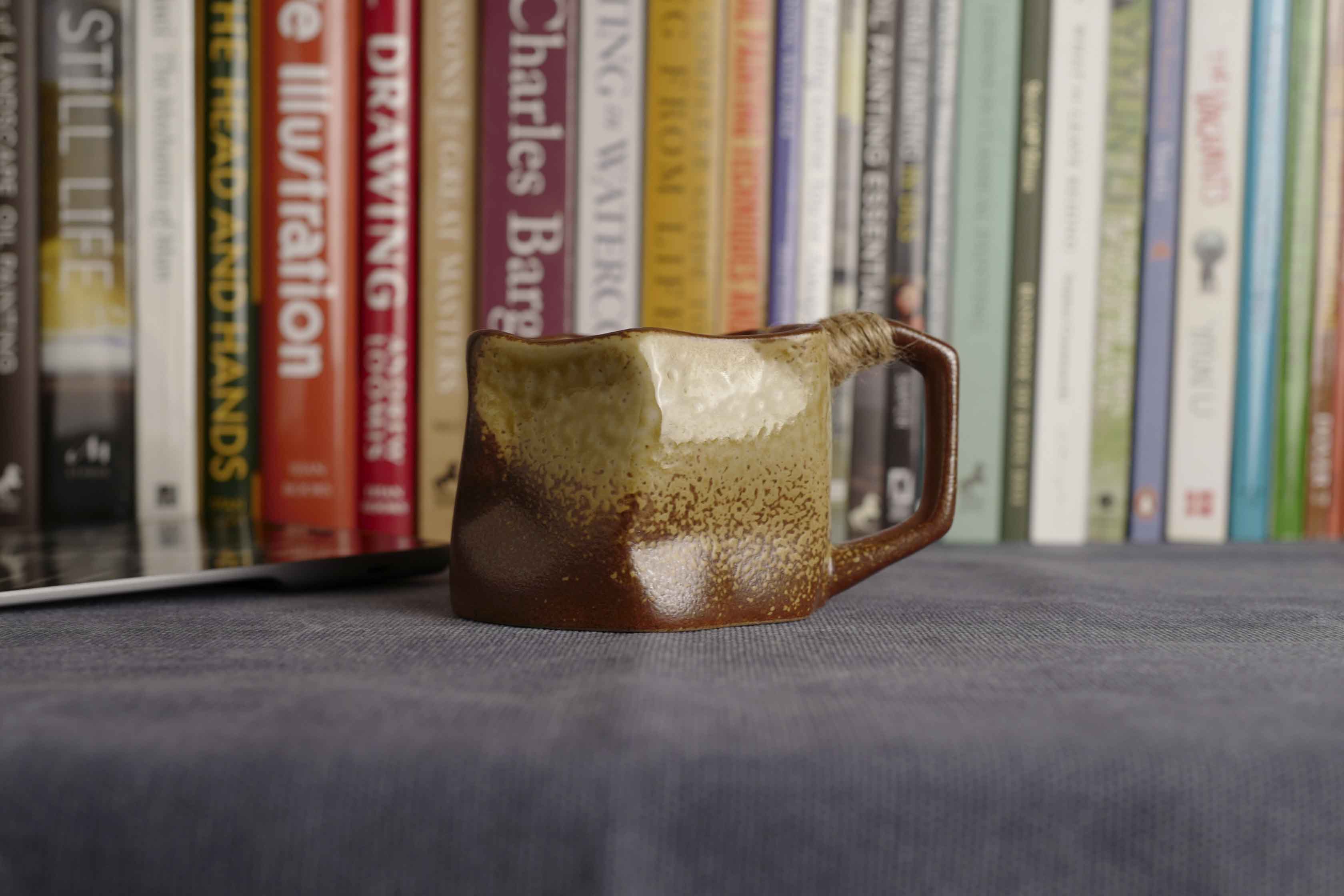 Handmade Raku Yaki Mug: Rustic Japandi Coffee Cup