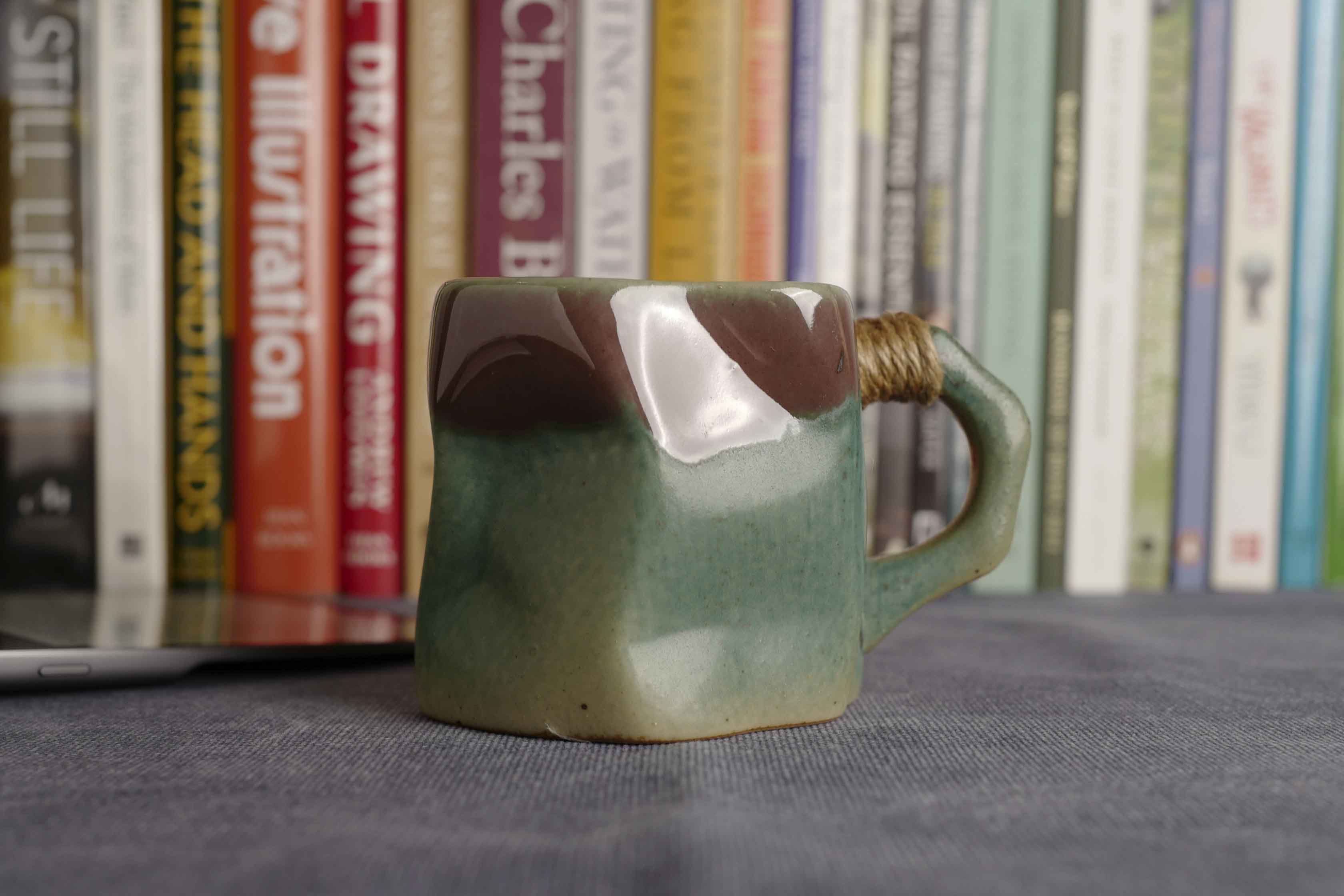 Handmade Raku Yaki Mug: Large Wabi-Sabi Stoneware Coffee Cup