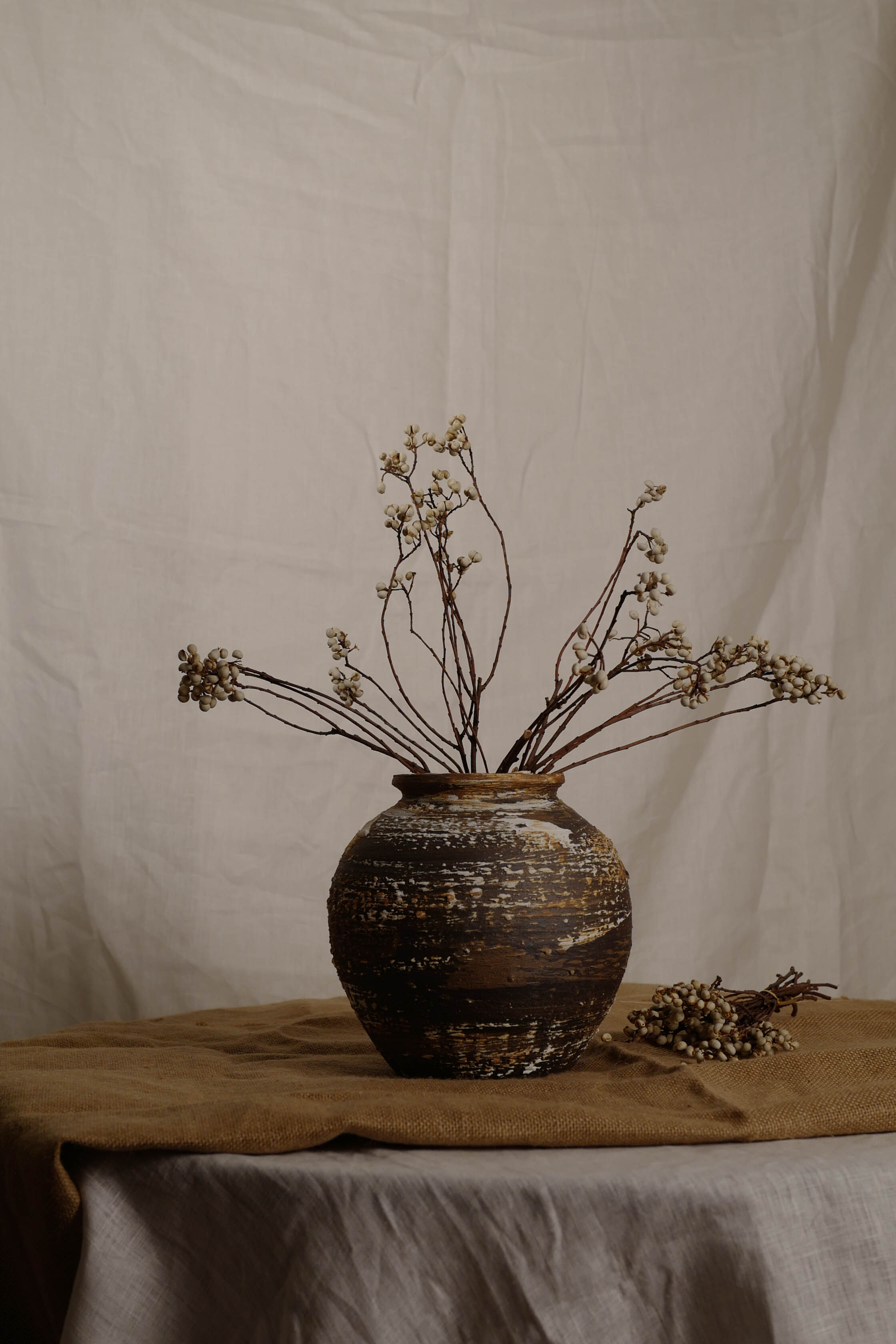 Archaic Canvas Vase, Round