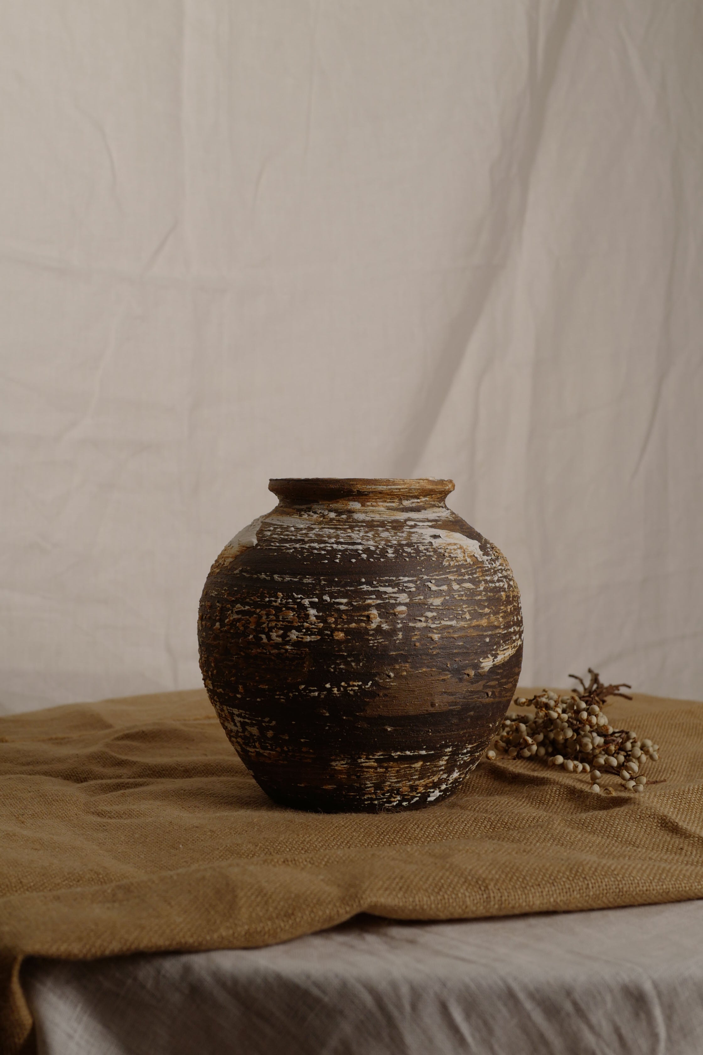 Archaic Canvas Vase, Round
