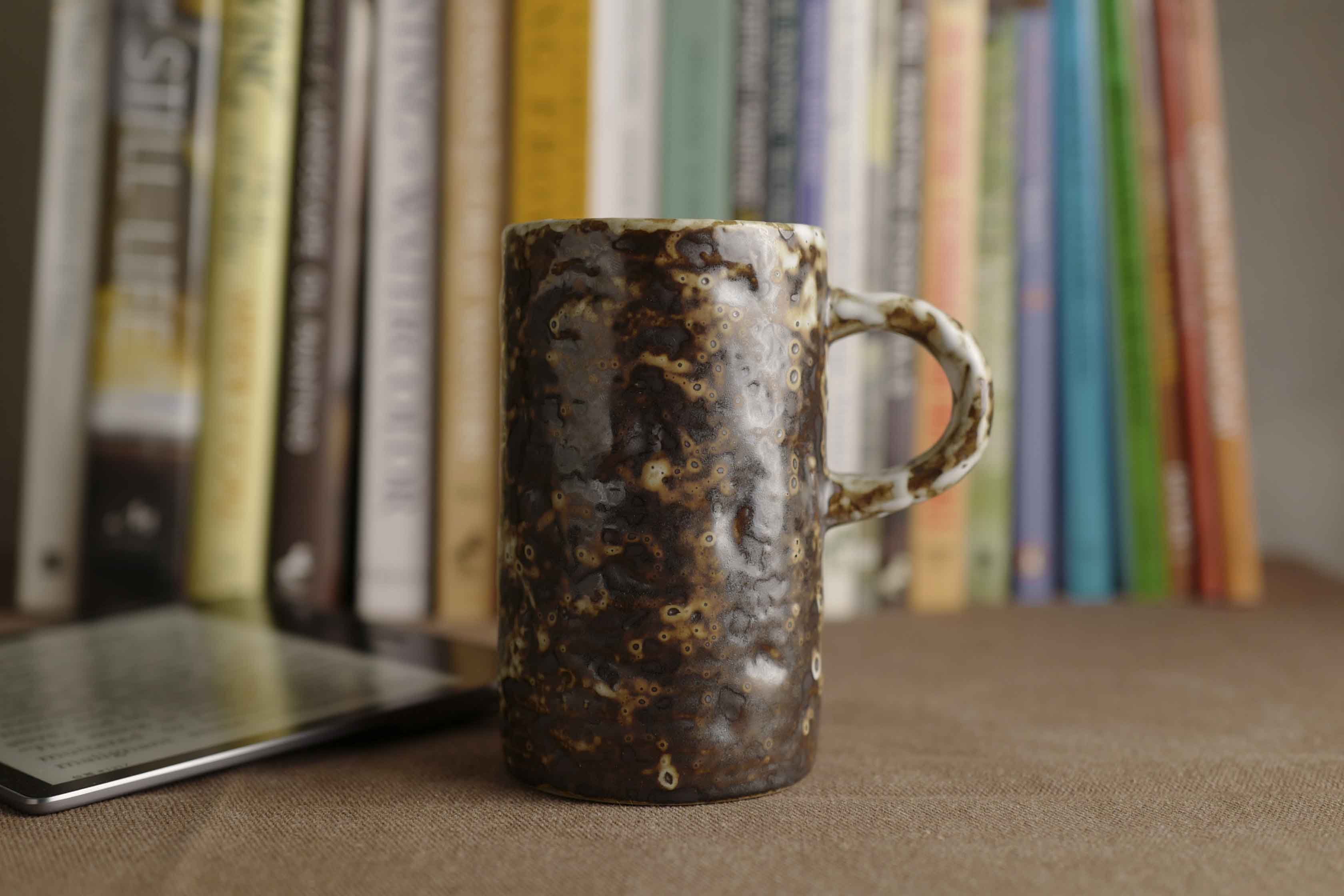 Handmade Raku Yaki Mug: Wabi-Sabi Rustic Coffee Cup