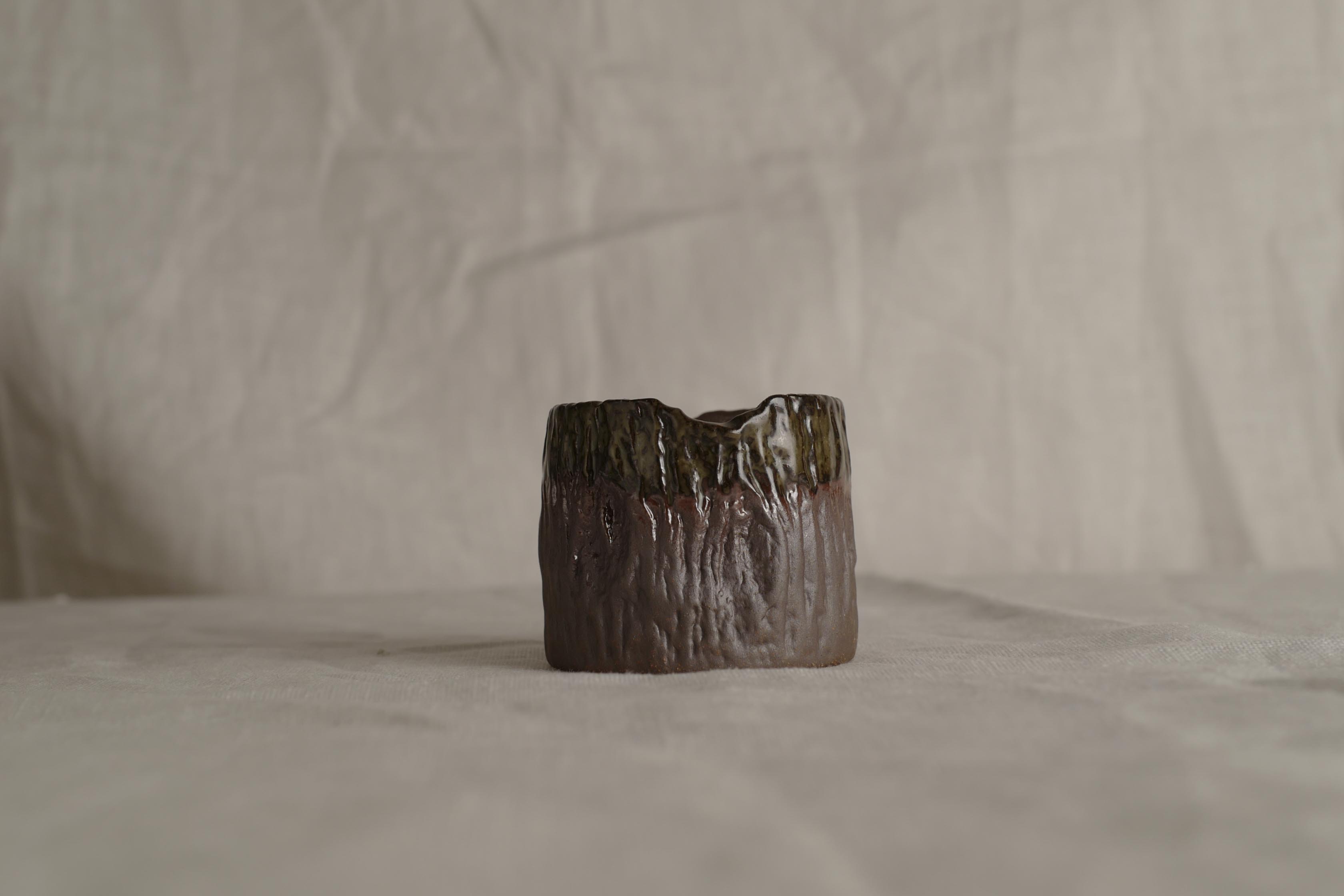 Handmade Raku Ware Mug: Japandi Textured Stoneware Espresso Cup