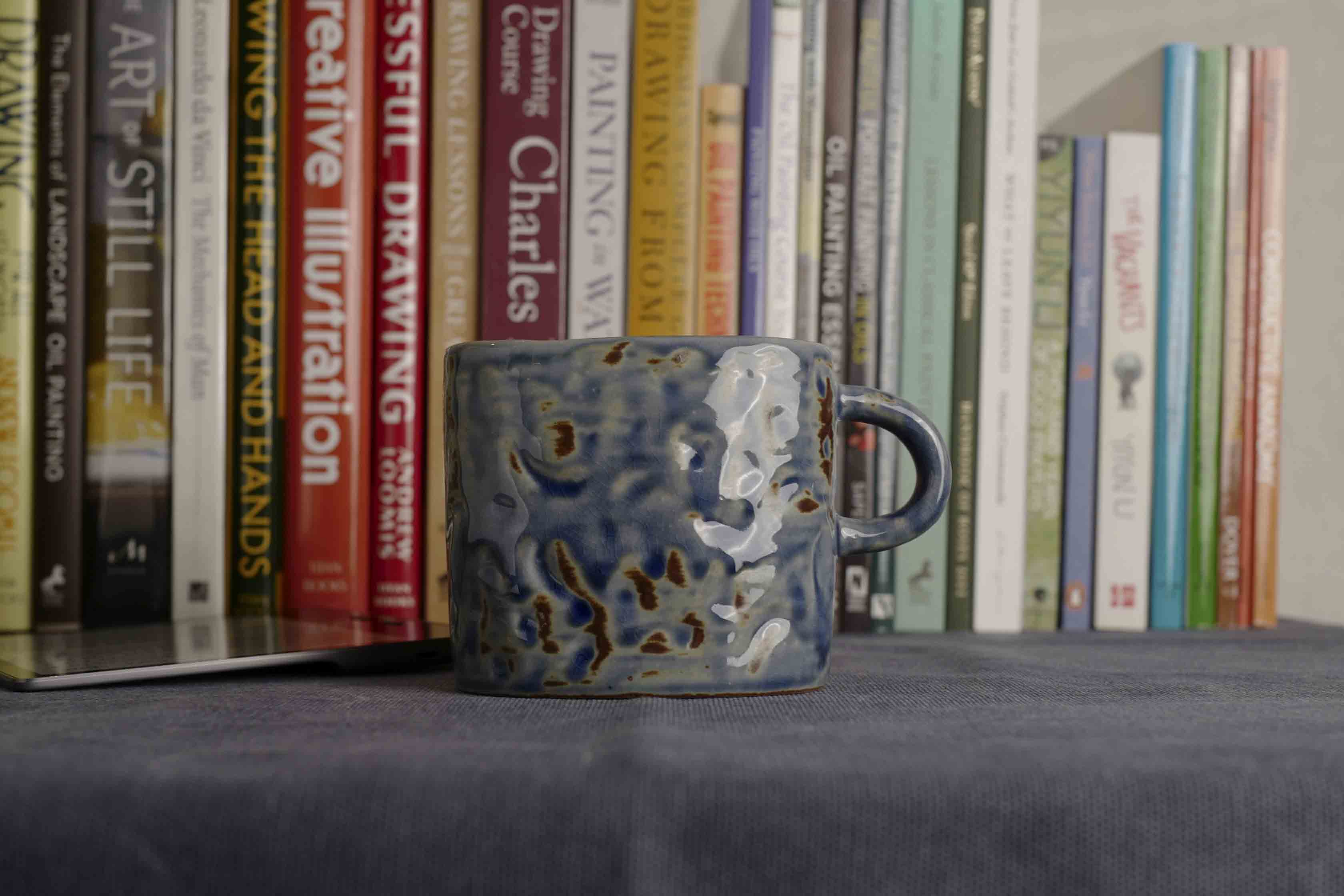 Handmade Raku Yaki Ware Mug: Large Rustic Coffee Cup