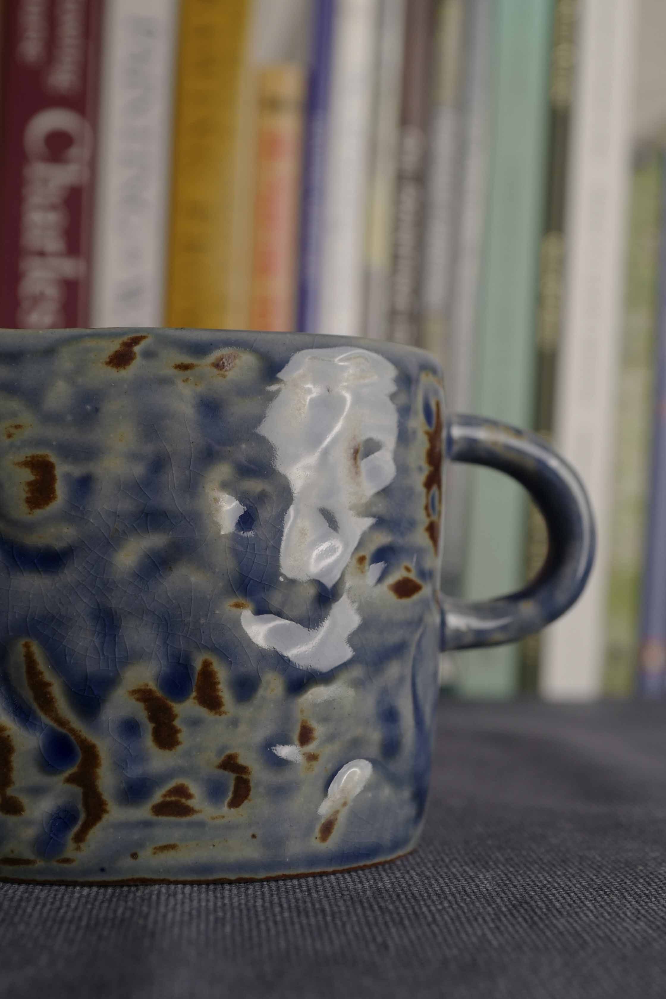 Handmade Raku Yaki Ware Mug: Large Rustic Coffee Cup