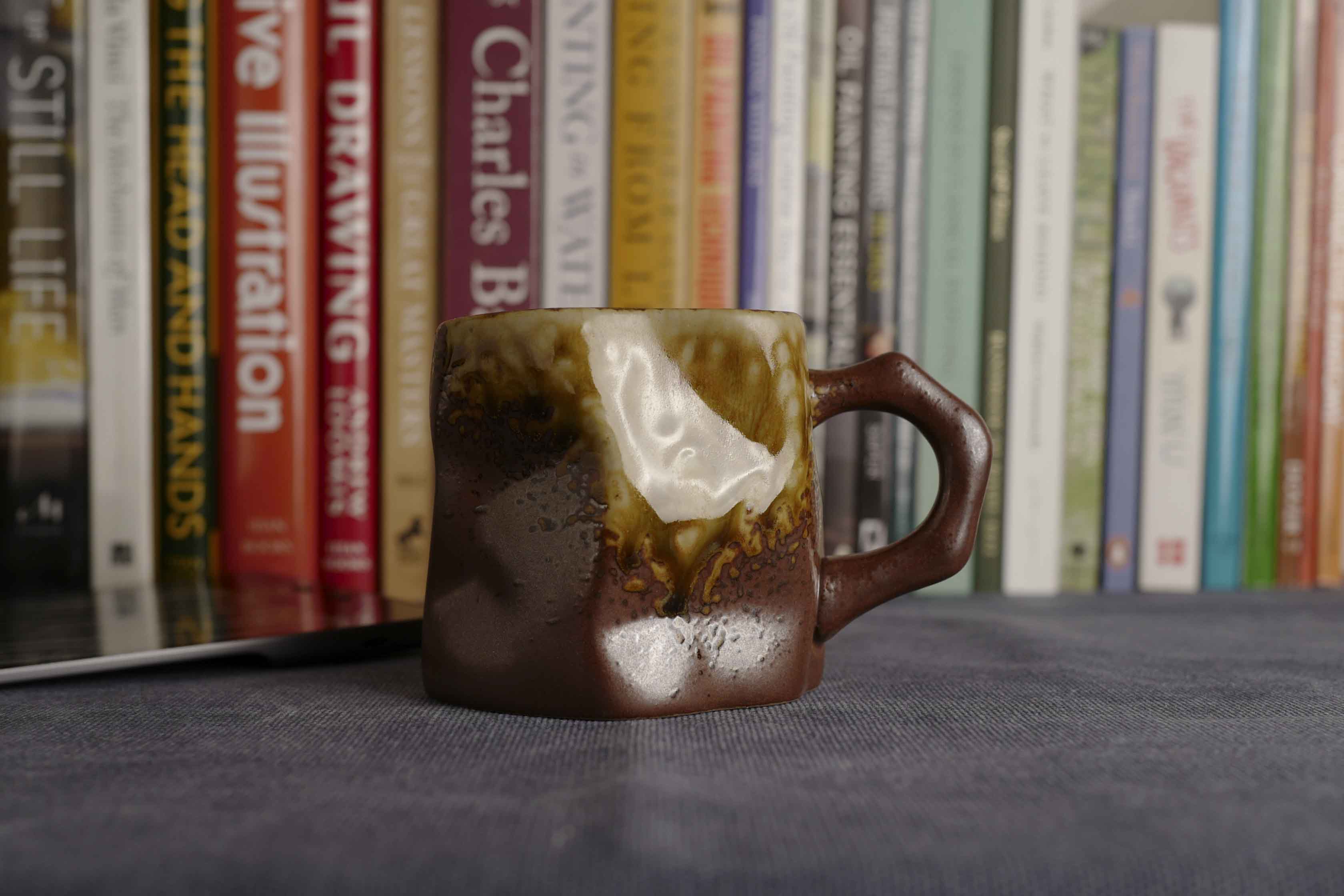 Handmade Raku Yaki Mug: Japandi Stoneware Coffee Cup