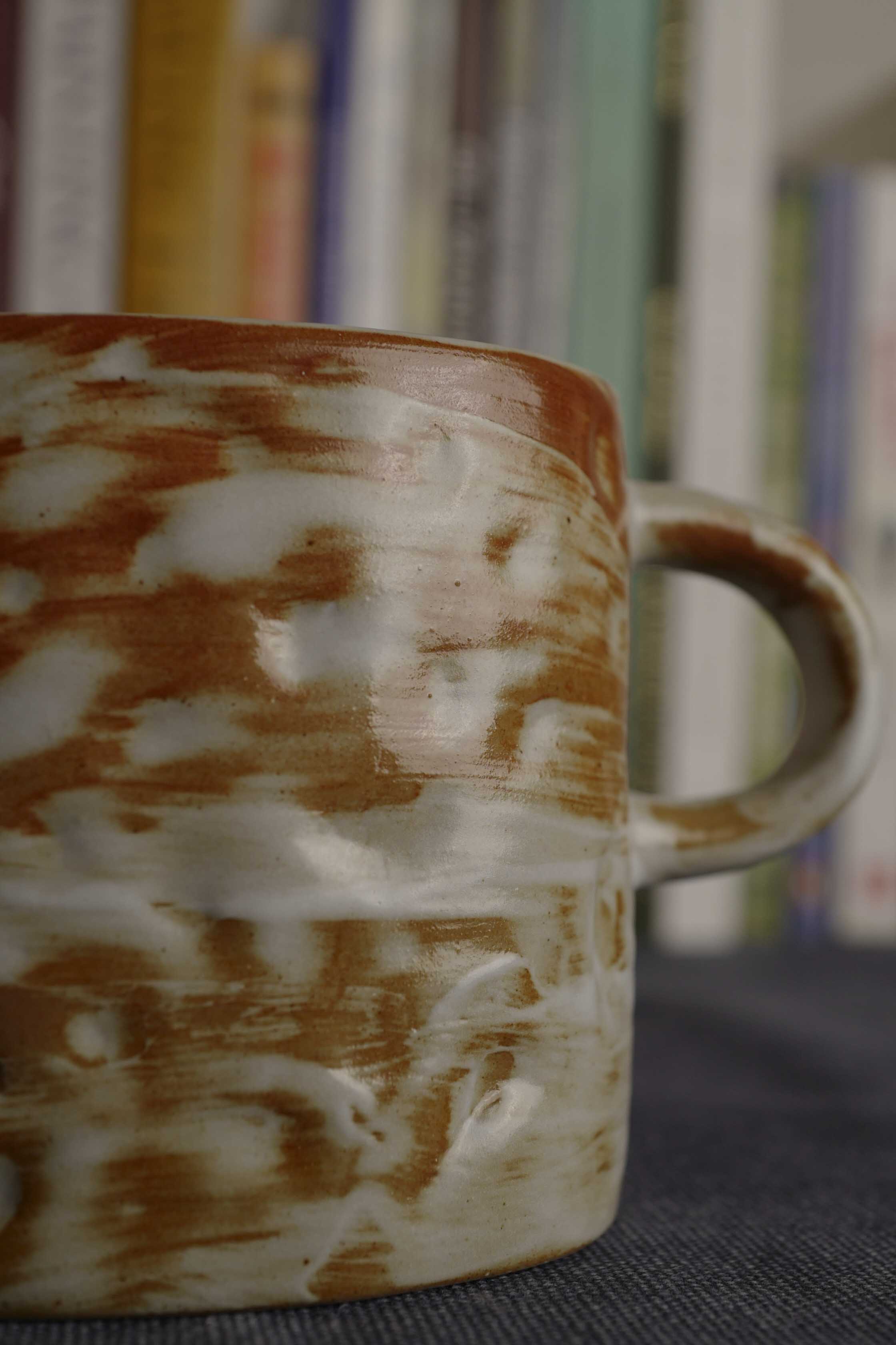 Handmade Raku Yaki Ware Mug: Japandi Rustic Coffee Cup
