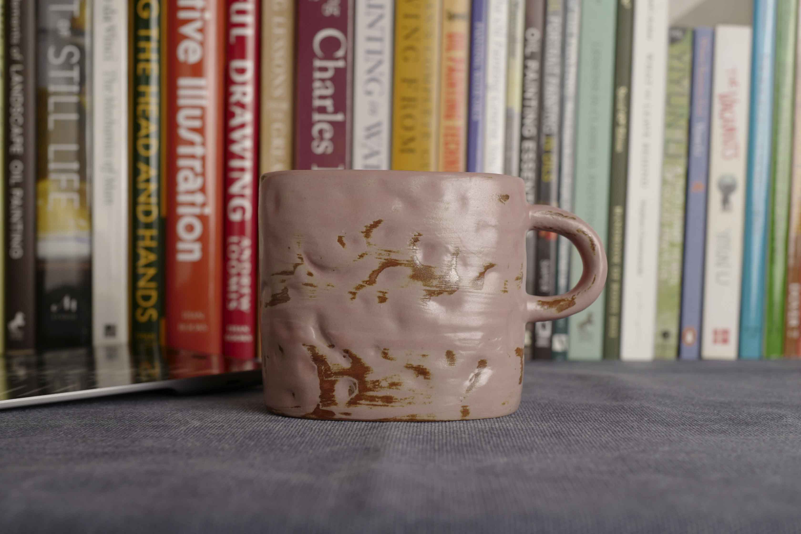 Handmade Raku Yaki Mug: Wabi-Sabi Rustic Stoneware Cup