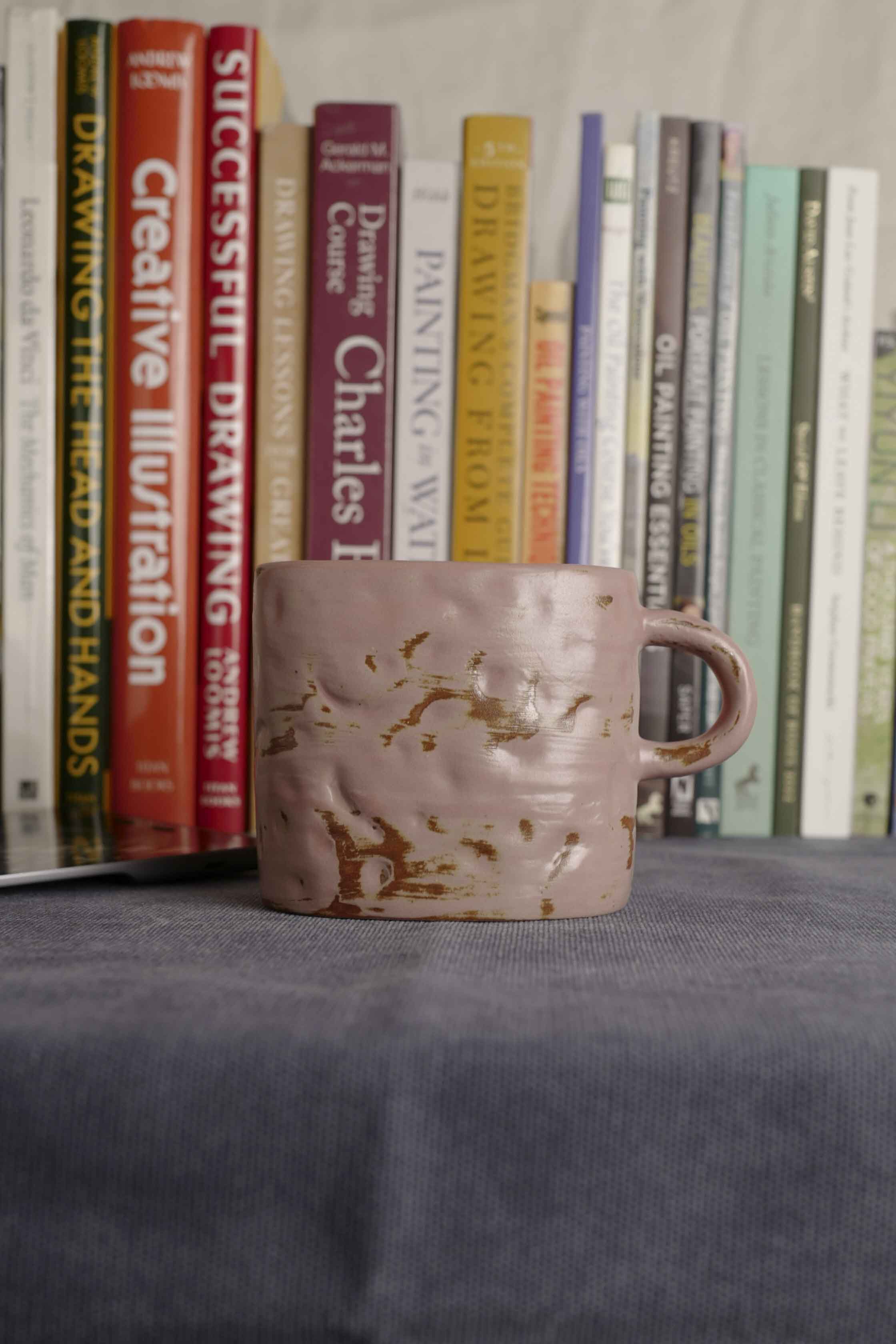 Handmade Raku Yaki Mug: Wabi-Sabi Rustic Stoneware Cup