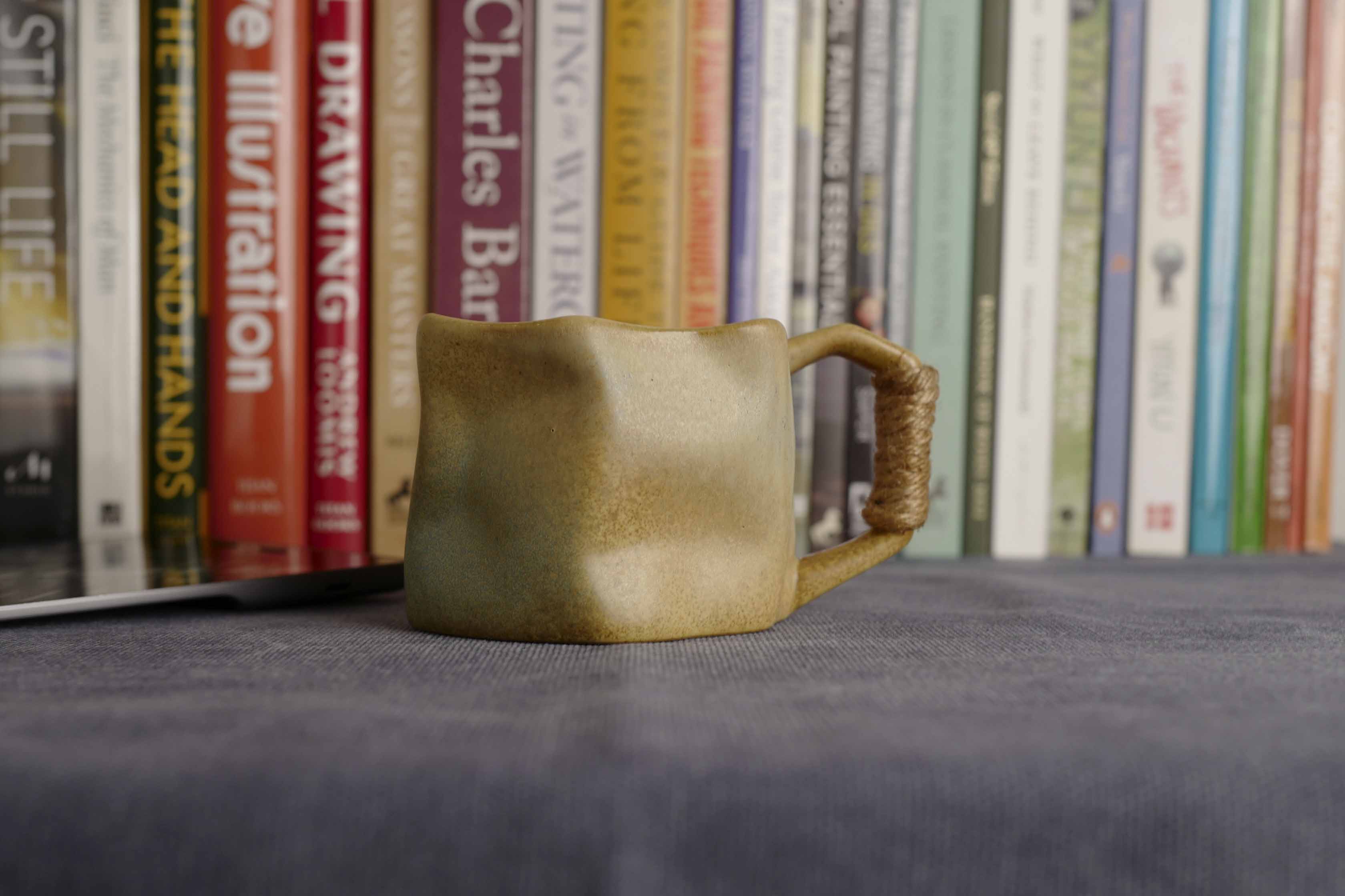 Handmade Raku Yaki Mug: Wabi-Sabi Japandi Coffee Tea Cup