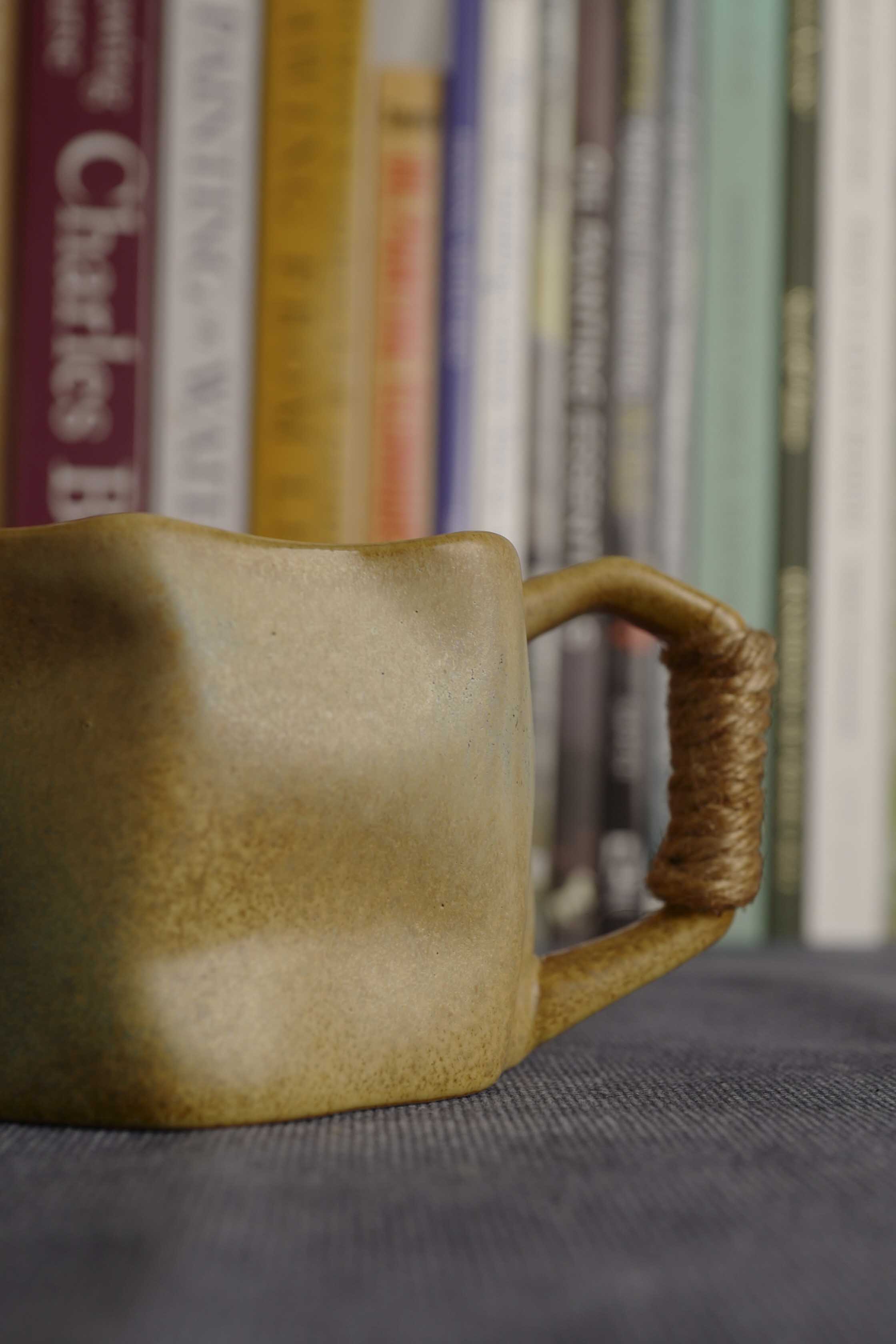 Handmade Raku Yaki Mug: Wabi-Sabi Japandi Coffee Tea Cup