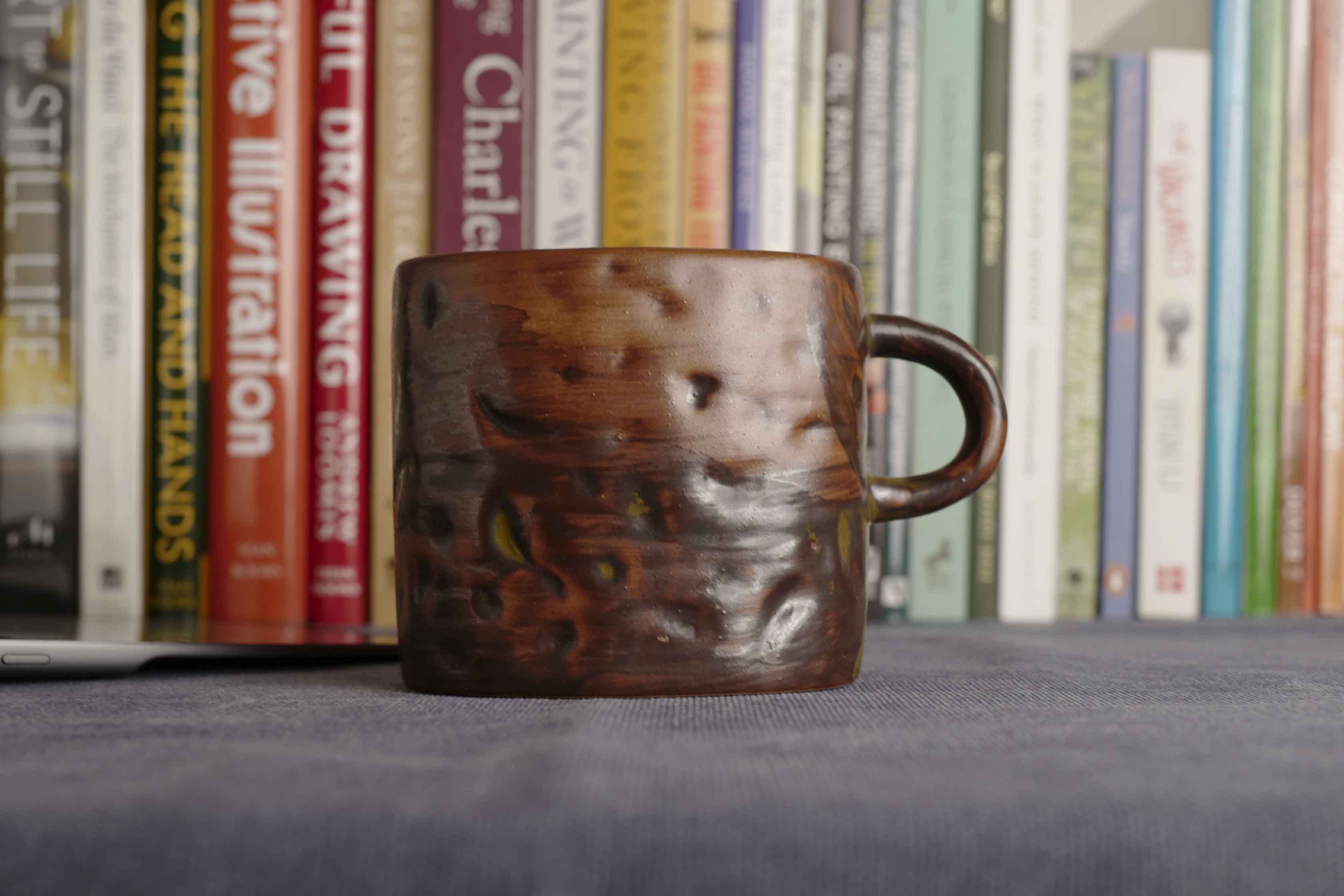 Handmade Raku Yaki Mug: Rustic Japandi Coffee Cup